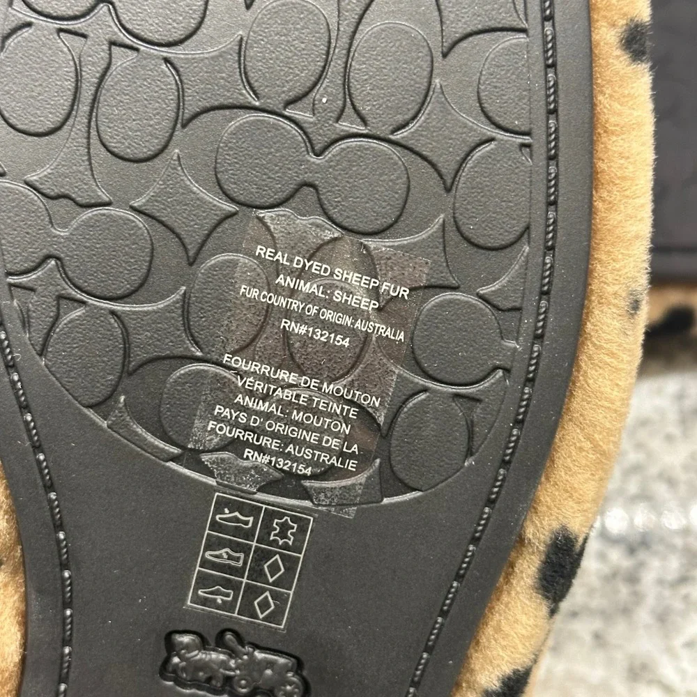 Coach Women's 8 B Sig Shrlg‎ Slip CC069 Signature Shearling Mules Coconut Black